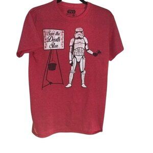 Star Wars Red T-Shirt Save The Death Star Graphic Tee S 100% Cotton